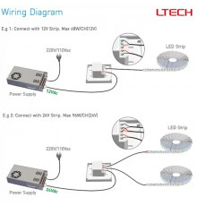 Single zone E1 dimming LED strips touch Panel / Controller Ltech Single zone E1 dimming LED strips touch Panel / Controller Ltech