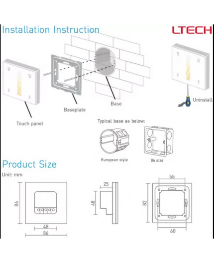 Single / multi zone E2 CCT LED strips touch Panel / Controller Ltech Single / multi zone E2 CCT LED strips touch Panel / Controller Ltech