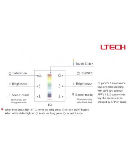 Single zone E3 RGB LED strips touch Panel / Controller Ltech Single zone E3 RGB LED strips touch Panel / Controller Ltech