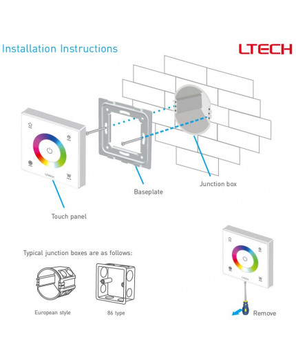 Single zone E4S RGBW LED strips touch Panel / Controller Ltech Single zone E4S RGBW LED strips touch Panel / Controller Ltech