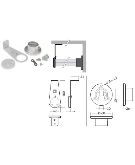 W1 Extra single extension arm / end holder for Oval Wardrobe Clothes Hanging Rail W1 Extra single extension arm / end holder for Oval Wardrobe Clothes Hanging Rail