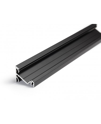 Sample of 1m T3 LED profile (anodized, black), 24mm x 19mm, set with cover
