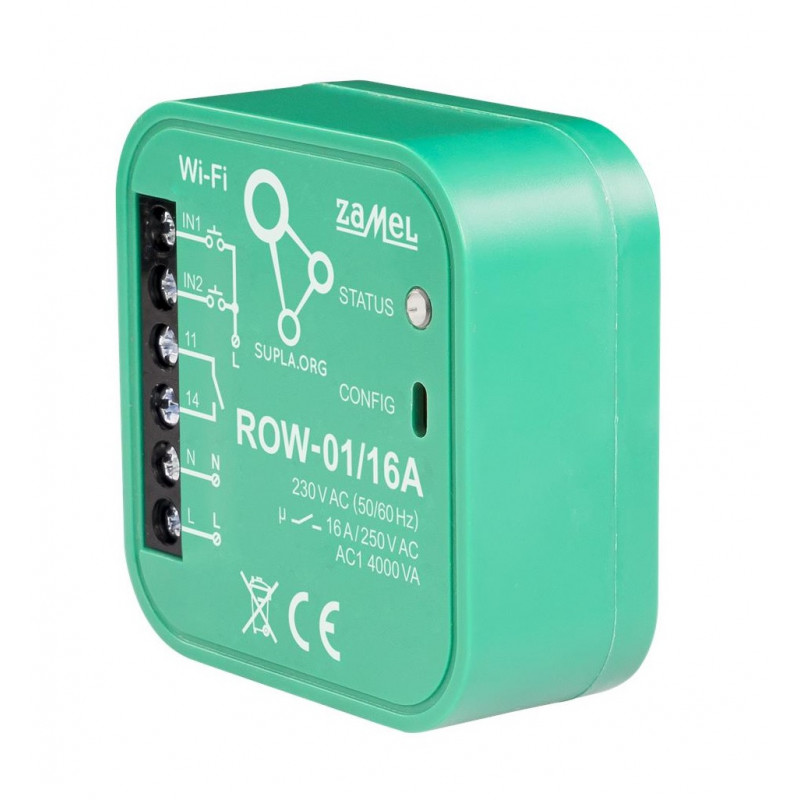 ROW-01/16A, power socket and lights control module, Wi-Fi 1-channel, Supla ROW-01/16A, power socket and lights control module, Wi-Fi 1-channel, Supla
