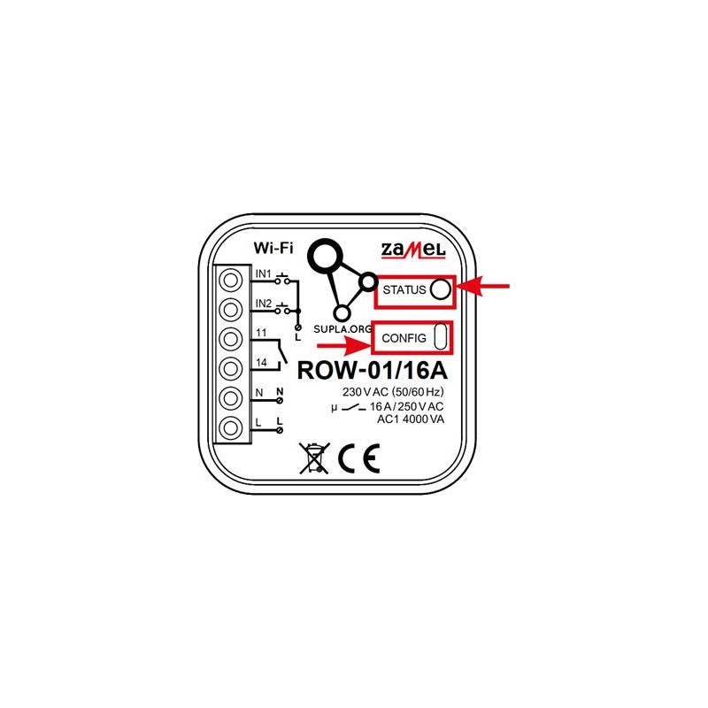 ROW-01/16A, power socket and lights control module, Wi-Fi 1-channel, Supla ROW-01/16A, power socket and lights control module, Wi-Fi 1-channel, Supla
