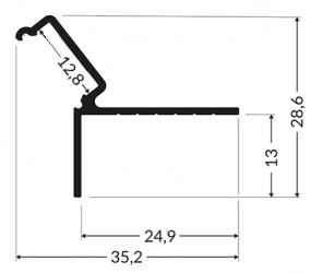 2m Glow-Down LED profile (raw aluminum), set with opal cover 2m Glow-Down LED profile (raw aluminum), set with opal cover