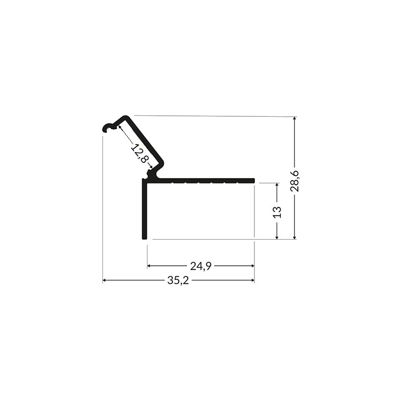 2m Glow-Down LED profile (raw aluminum), set with opal cover 2m Glow-Down LED profile (raw aluminum), set with opal cover