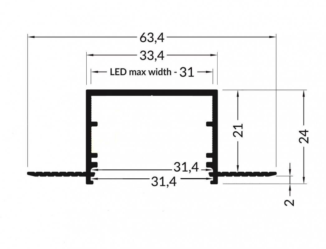 3m Alu-Ceiling Plaster-in LED profile C3 (raw ALU) with cover 3m Alu-Ceiling Plaster-in LED profile C3 (raw ALU) with cover