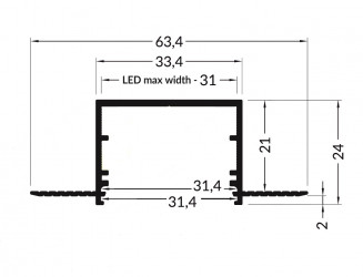 LED profile VARIO30-05 ACDE-9 raw alu. LED profile VARIO30-05 ACDE-9 raw alu.