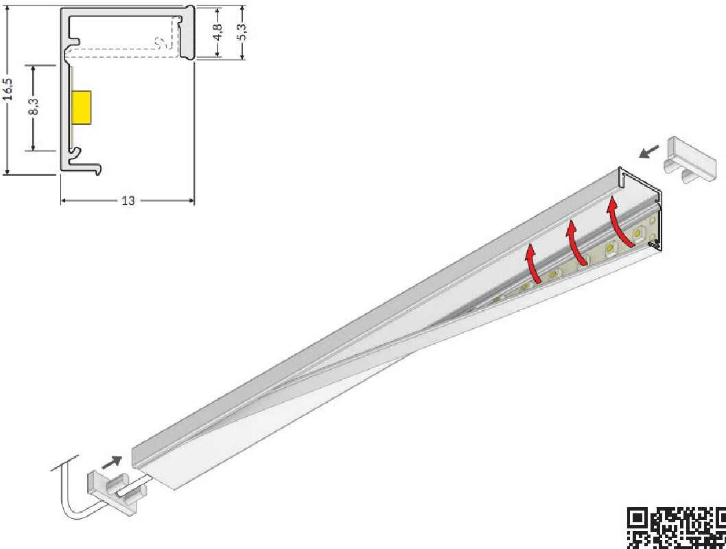 LED profile HI8 C1 2000 anod. LED profile HI8 C1 2000 anod.