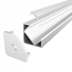 1m silver anodized E3 corner LED aluminium extrusion with diffuser 1m silver anodized E3 corner LED aluminium extrusion with diffuser