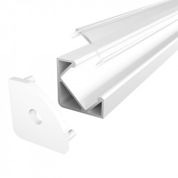 1m E3 Corner LED Profile - White Painted with Diffuser 1m E3 Corner LED Profile - White Painted with Diffuser