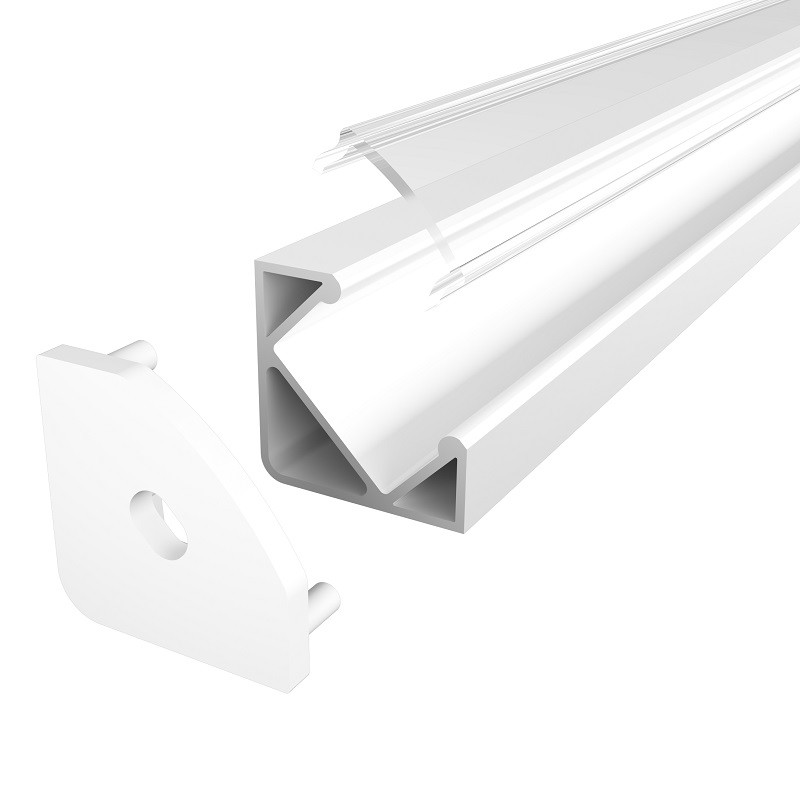 2m white painted corner E3 LED aluminium extrusion with diffuser 2m white painted corner E3 LED aluminium extrusion with diffuser