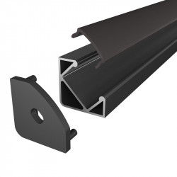 1m E3 Corner LED Profile - Black Painted Aluminium 1m E3 Corner LED Profile - Black Painted Aluminium
