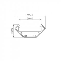 2m silver anodized EW3 wide corner LED aluminium U-profile with diffuser 2m silver anodized EW3 wide corner LED aluminium U-profile with diffuser