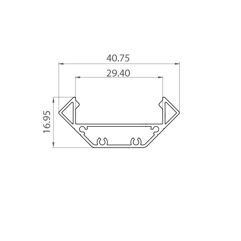 2m silver anodized EW3 wide corner LED aluminium U-profile with diffuser 2m silver anodized EW3 wide corner LED aluminium U-profile with diffuser