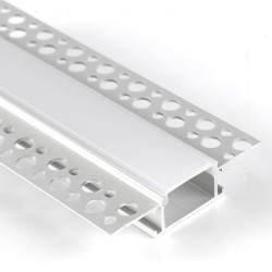 2m Plaster-in LED profile CAL20 for ceiling and drywall, set with opal cover