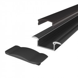 1m black painted recessed E1 LED aluminium extrusion with diffuser 1m black painted recessed E1 LED aluminium extrusion with diffuser