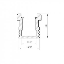 1m recessed floor / ground LED profile E5 (anodized, silver), with opal cover 1m recessed floor / ground LED profile E5 (anodized, silver), with opal cover