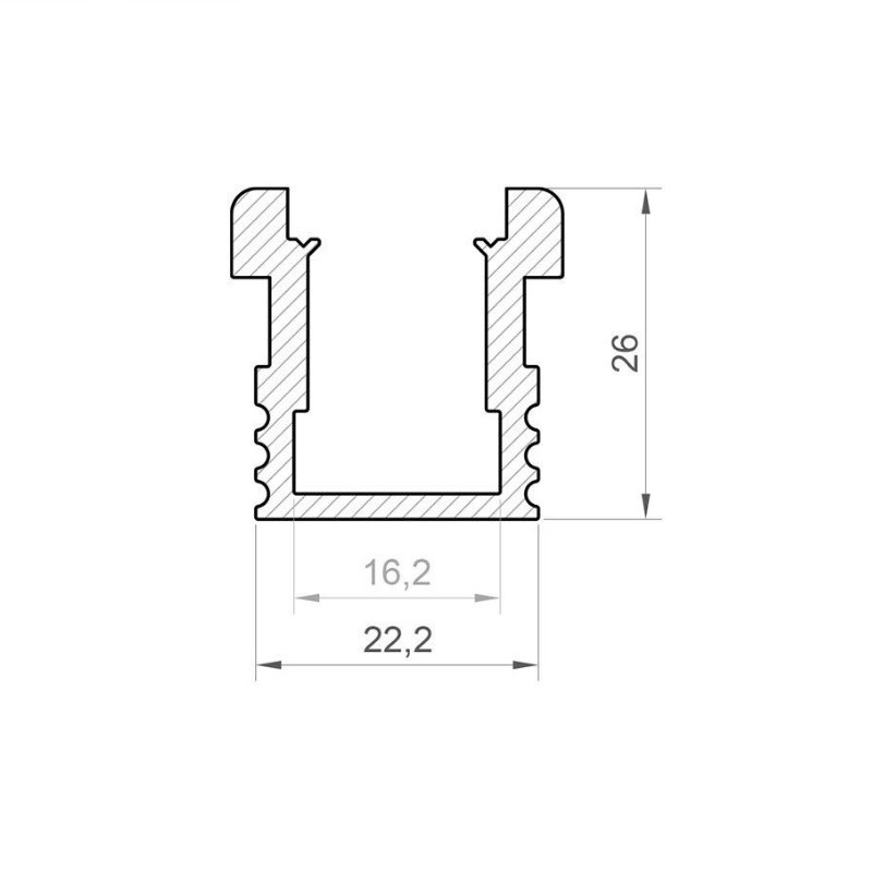 2m recessed floor / ground LED profile E5 (anodized, silver), with opal cover 2m recessed floor / ground LED profile E5 (anodized, silver), with opal cover