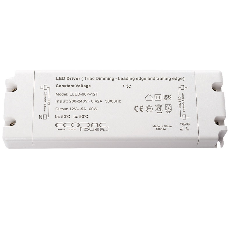 12Vdc 60W leading  & trailing edge dimmable LED driver, ELED-60P-12T 12Vdc 60W leading  & trailing edge dimmable LED driver, ELED-60P-12T