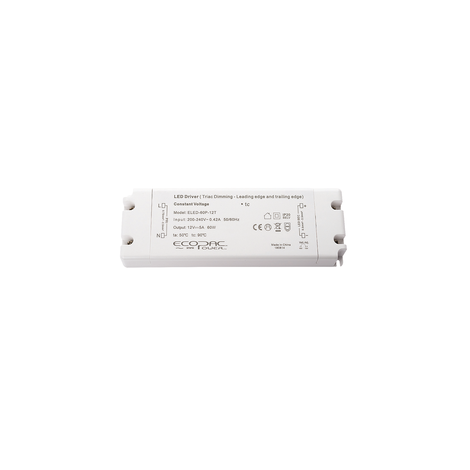 24Vdc 60W leading & trailing edge dimmable LED driver, ELED-60P-24T ...