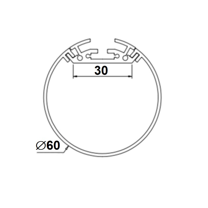 R2 LED profile, Suspended Tube 60mm, 1m / 1000mm R2 LED profile, Suspended Tube 60mm, 1m / 1000mm