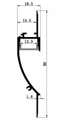 Sample of Plaster-in LED profile DW2 for ceiling and drywall, set with opal cover Sample of Plaster-in LED profile DW2 for ceiling and drywall, set with opal cover