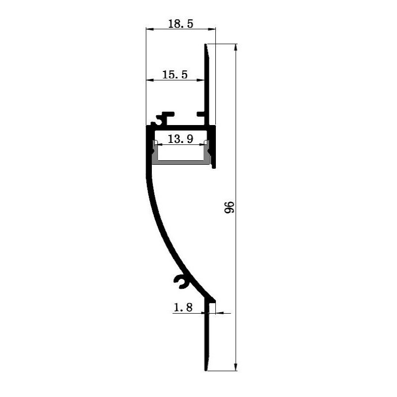 Sample of Plaster-in LED profile DW2 for ceiling and drywall, set with opal cover Sample of Plaster-in LED profile DW2 for ceiling and drywall, set with opal cover