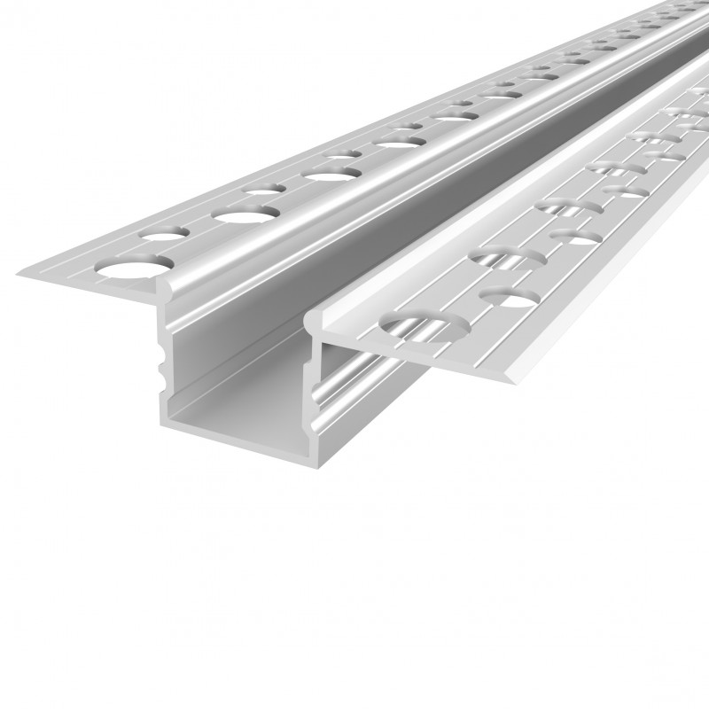 Sample of Plaster-in LED profile CAL13 for ceiling and drywall, set with cover Sample of Plaster-in LED profile CAL13 for ceiling and drywall, set with cover