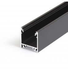 2m BTL2 Batten LED profile (anodized, black), set with opal cover 2m BTL2 Batten LED profile (anodized, black), set with opal cover