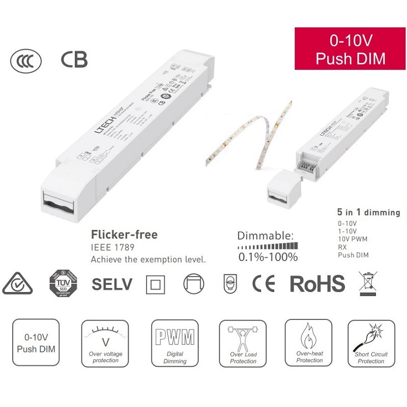 LM-100-24-G1A2 100W 24V LED Driver 0-10V(1-10V/10V PWM/RX), Push DIM Ltech LM-100-24-G1A2 100W 24V LED Driver 0-10V(1-10V/10V PWM/RX), Push DIM Ltech