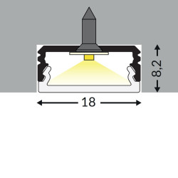 2m T22L LED profile (anodized, silver), 18mm x 8mm, set with cover 2m T22L LED profile (anodized, silver), 18mm x 8mm, set with cover