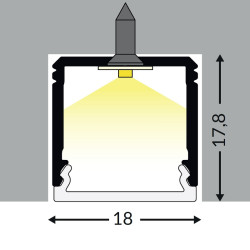 1m T22H LED profile (anodized, silver), 18mm x 18mm, set with cover 1m T22H LED profile (anodized, silver), 18mm x 18mm, set with cover