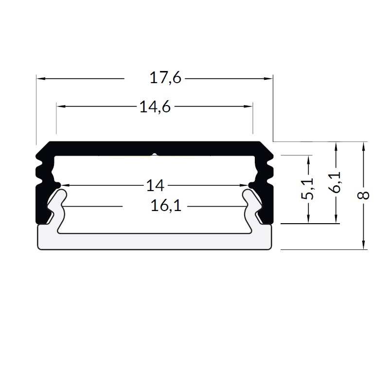 BUDDY14-01 surface / recessed mount LED aluminium profile, anodized BUDDY14-01 surface / recessed mount LED aluminium profile, anodized