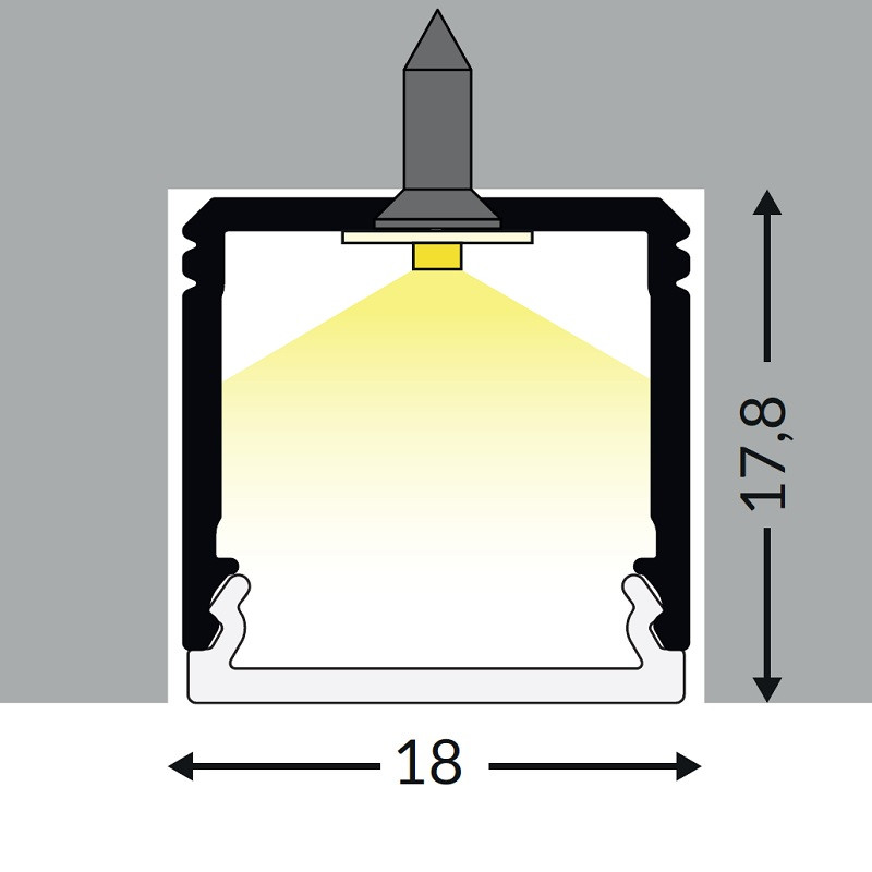 BUDDY14-02 surface / recessed mount LED aluminium profile, anodized BUDDY14-02 surface / recessed mount LED aluminium profile, anodized