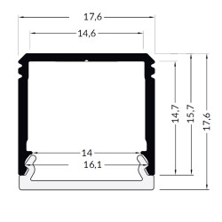 BUDDY14-02 surface / recessed mount LED aluminium profile, anodized BUDDY14-02 surface / recessed mount LED aluminium profile, anodized