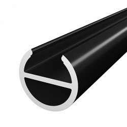 2m W2 Black Round Wardrobe Clothes Hanging Rail, LED profile, set with cover and two end holders