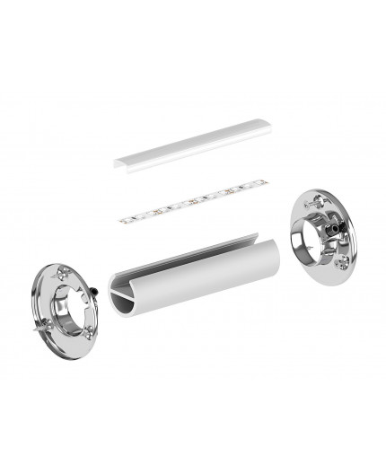 2m W2 White Round Wardrobe Clothes Hanging Rail, LED profile, set with cover and two end holders 2m W2 White Round Wardrobe Clothes Hanging Rail, LED profile, set with cover and two end holders