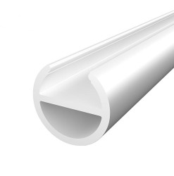 2m W2 White Round Wardrobe Clothes Hanging Rail, LED profile, set with cover and two end holders