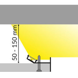 2m Glow-Up LED profile (raw aluminum), set with opal cover 2m Glow-Up LED profile (raw aluminum), set with opal cover