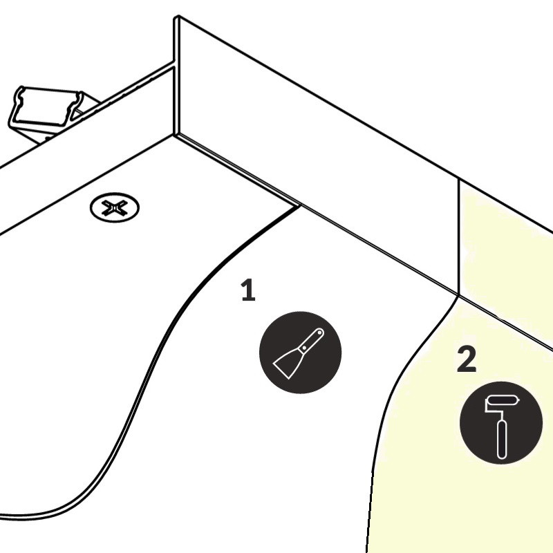 2m Glow-Up LED profile (raw aluminum), set with opal cover 2m Glow-Up LED profile (raw aluminum), set with opal cover