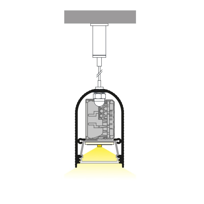 1m LED profile U2 (white, painted) 37mm x 60mm, suspended kit 1m LED profile U2 (white, painted) 37mm x 60mm, suspended kit