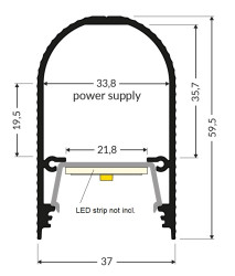 2m LED profile U2 (titanium blue, painted) 37mm x 60mm, suspended kit 2m LED profile U2 (titanium blue, painted) 37mm x 60mm, suspended kit