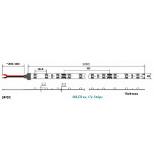 24VDC LED tape, 1m, 3000K, 4.8W/m 60 LED/m, IP20, SMD3528 24VDC LED tape, 1m, 3000K, 4.8W/m 60 LED/m, IP20, SMD3528