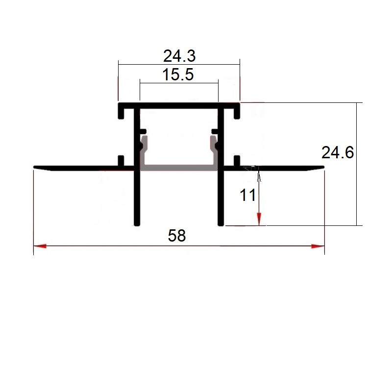 2m Anti Glare Plaster-in LED profile CAL15 for ceiling and drywall, set with opal cover 2m Anti Glare Plaster-in LED profile CAL15 for ceiling and drywall, set with opal cover