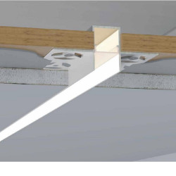2m Anti Glare Plaster-in LED profile CAL15 for ceiling and drywall, set with opal cover 2m Anti Glare Plaster-in LED profile CAL15 for ceiling and drywall, set with opal cover