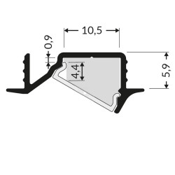 2m recessed T1MD LED profile (anodized, black), set with cover 2m recessed T1MD LED profile (anodized, black), set with cover