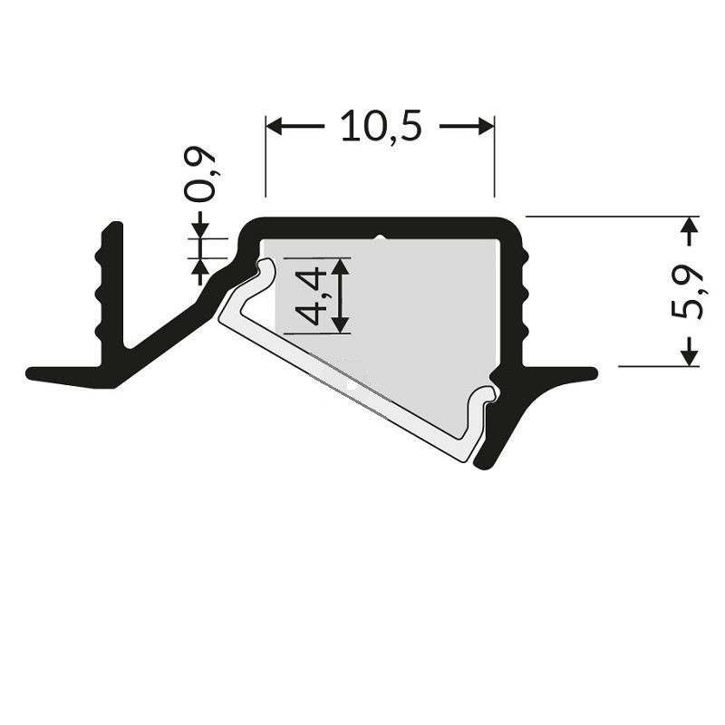 2m recessed T1MD LED profile (anodized, black), set with cover 2m recessed T1MD LED profile (anodized, black), set with cover