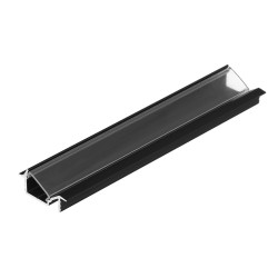 2m recessed T1MD LED profile (anodized, black), set with cover