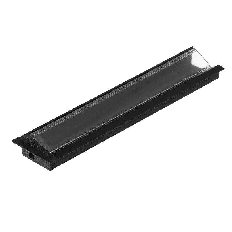 2m recessed T1MD LED profile (anodized, black), set with cover 2m recessed T1MD LED profile (anodized, black), set with cover